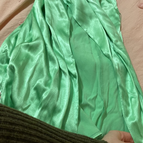 ZARA blogger style green SATIN EFFECT HALTER DRESS size small - Picture 5 of 5